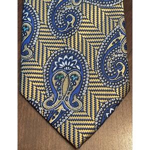 Ancora Italy Gold Blue 100% Microfiber Men’s Neck Tie Made In China